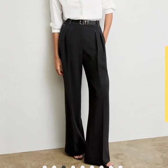 M.M. LaFleur The Bia Pleated Trouser - Everyday Crepe with Topstitch 14 NWT - Picture 2 of 7